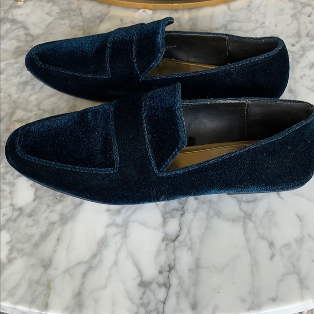 Zara Blue Velvet Loafers/Smoking Shoe